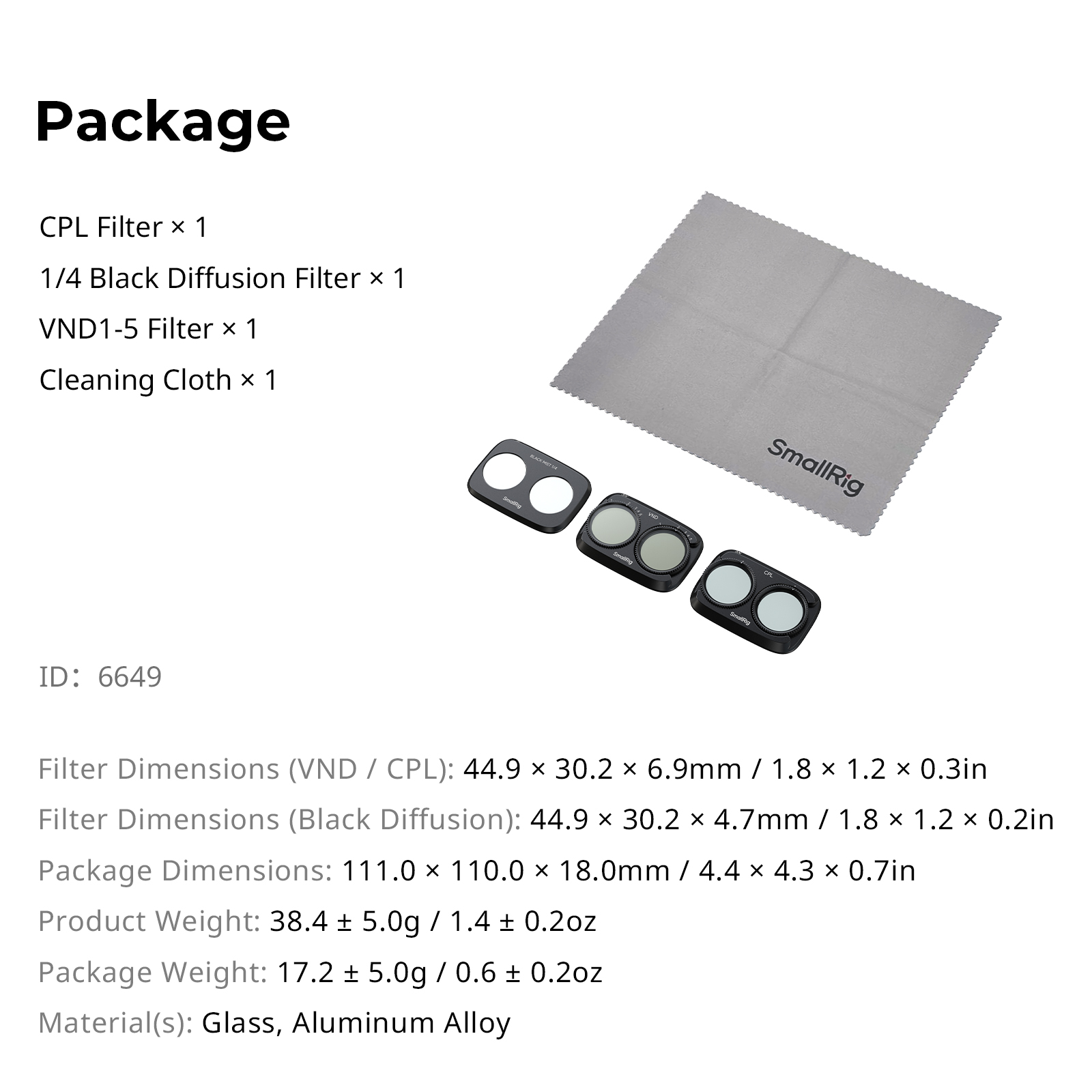 Kit de Filtros SmallRig 4P par - Diffuser Cleaning Kit reseña y precio