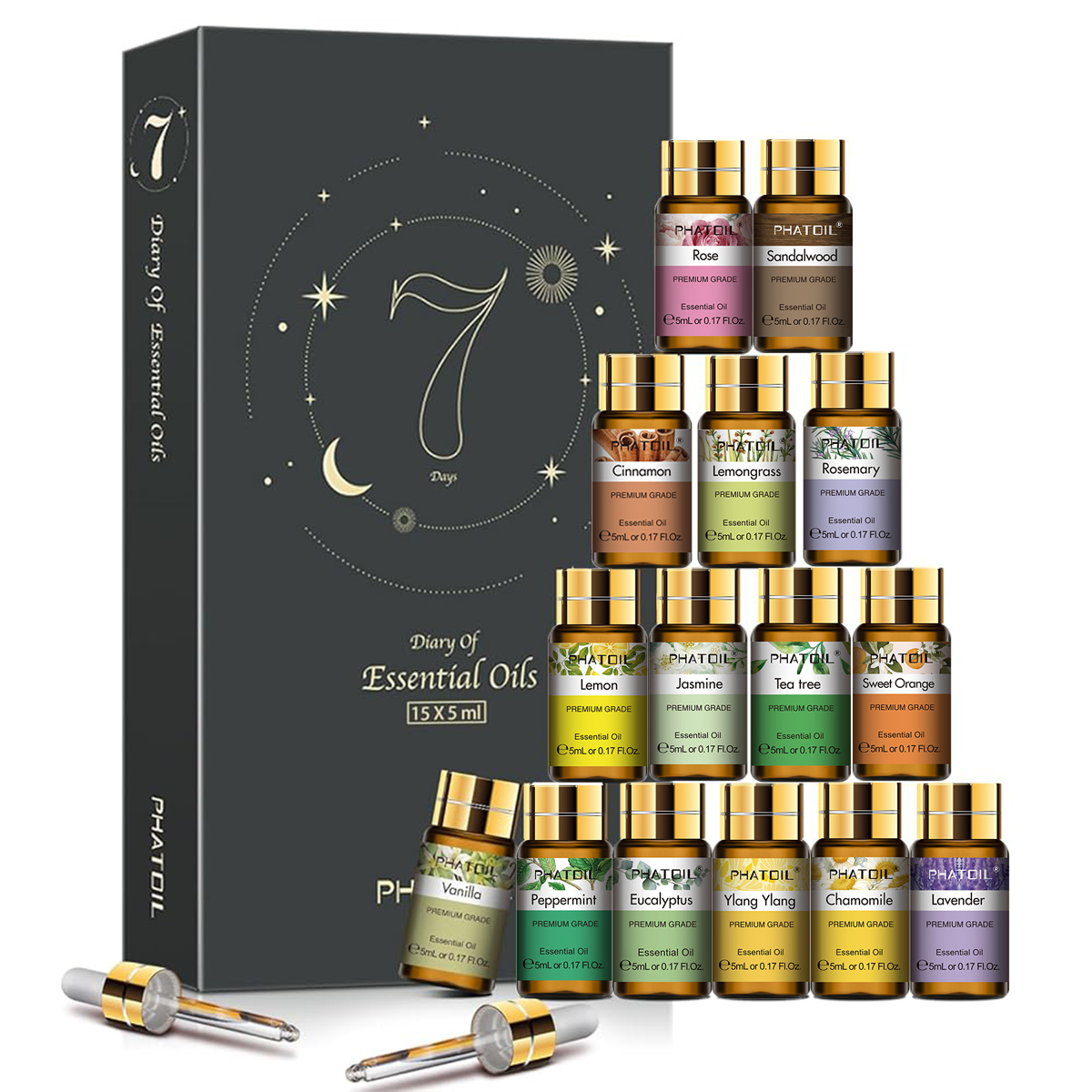 PHATOIL Set de 15 Aceites Esen - Essential Oil Diffuser Humidifier Combo reseña y precio